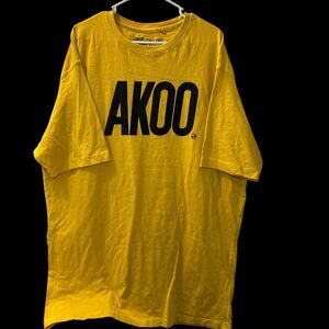 Akoo Brand T Shirt Men's Size 5X Yellow/Black Hiphop Y2K Urban Retro 100% Cotton